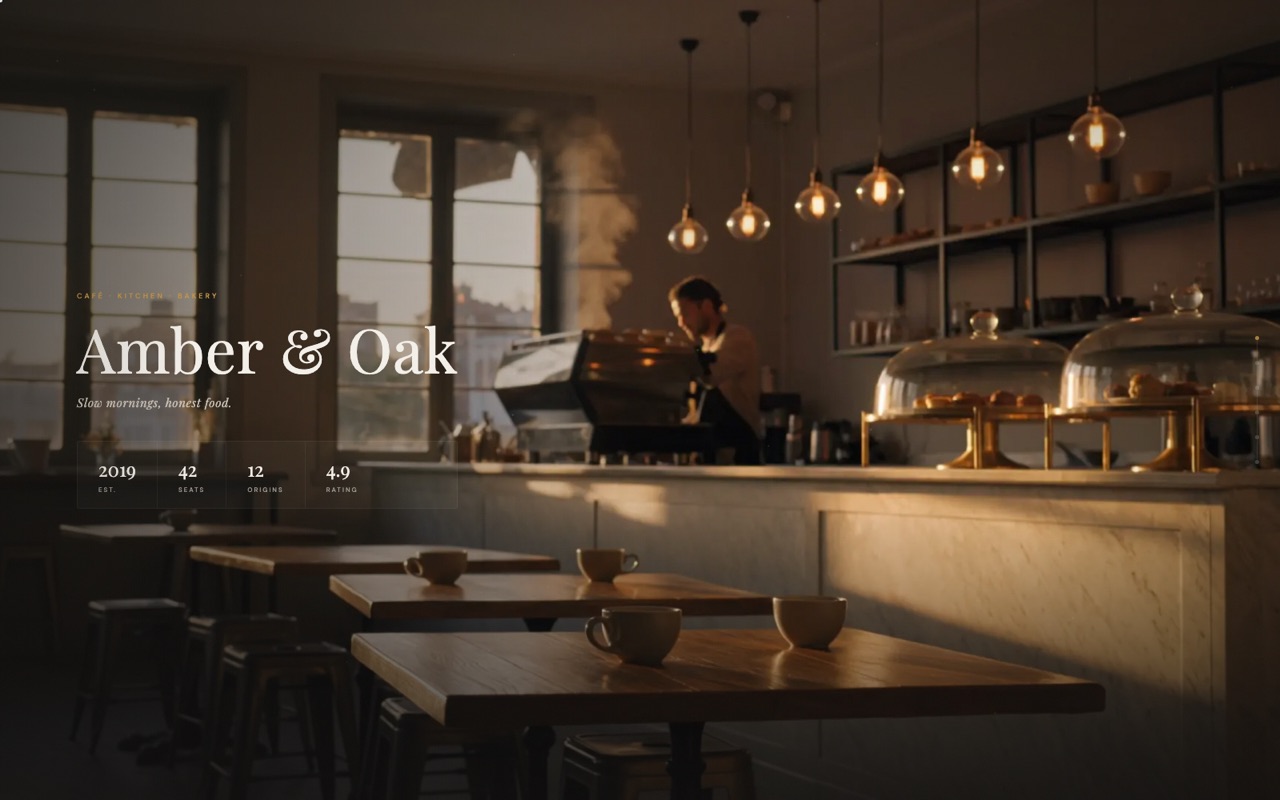 Amber & Oak café and bakery website